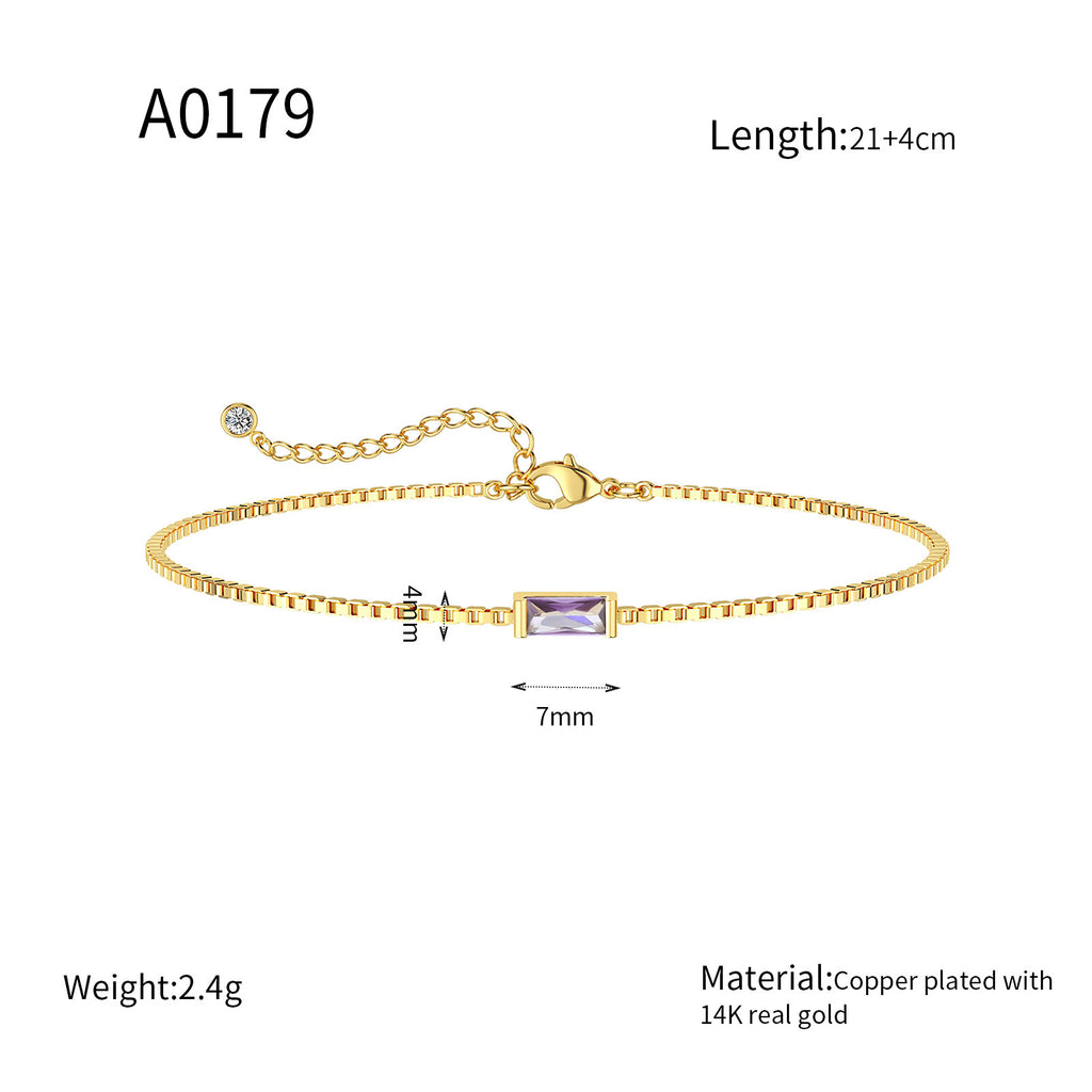 Zierliches Armband mit Rechteckigem Zirkonia und Verlängerungskettchen