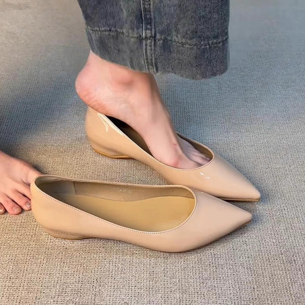 Damen spitze Ballerinas mit elegantem Glanz und verziertem Rand