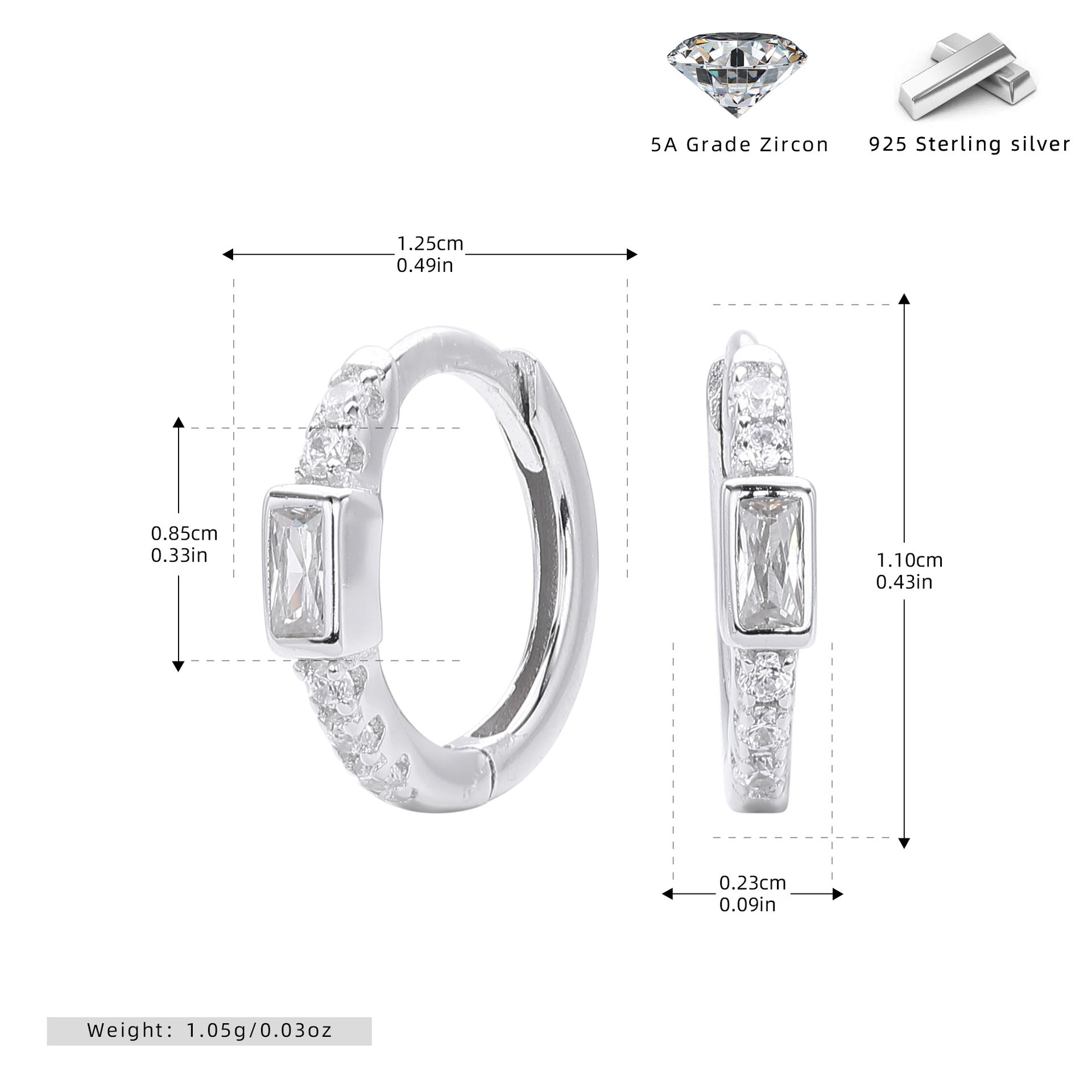 Damen Ohrhänger mit elegantem Zirkonbesatz aus hochwertigem 925 Sterlingsilber Shop Nory