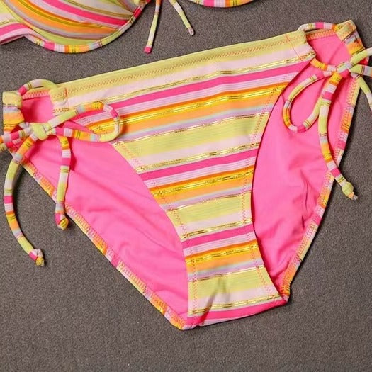 Damen Push-up Bikini-Set mit verspieltem Streifenmuster