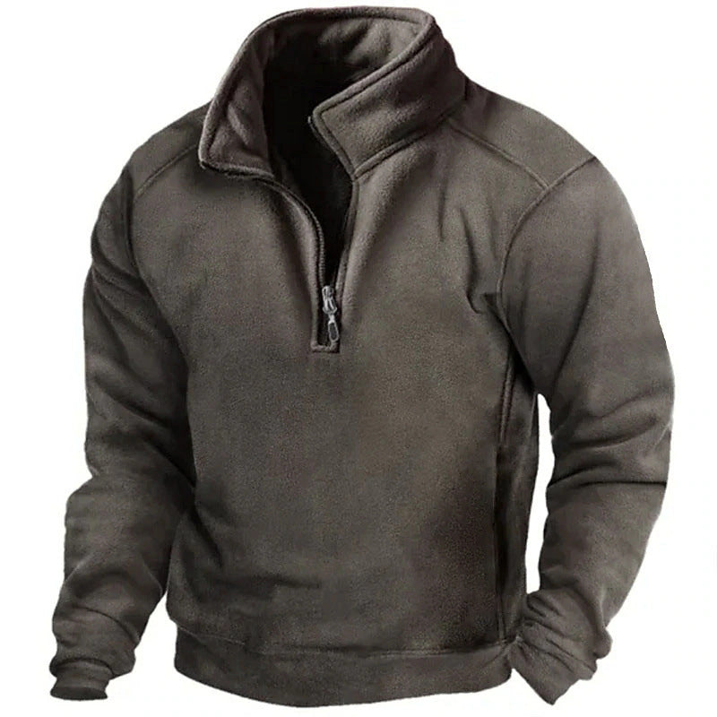 Herren Fleece-Pullover mit hohem Kragen und praktischen Reißverschluss