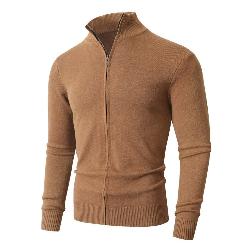 Herren Slim-Fit Feinstrick-Cardigan mit Zweifach-Reißverschluss und Stehkragen Shop Nory