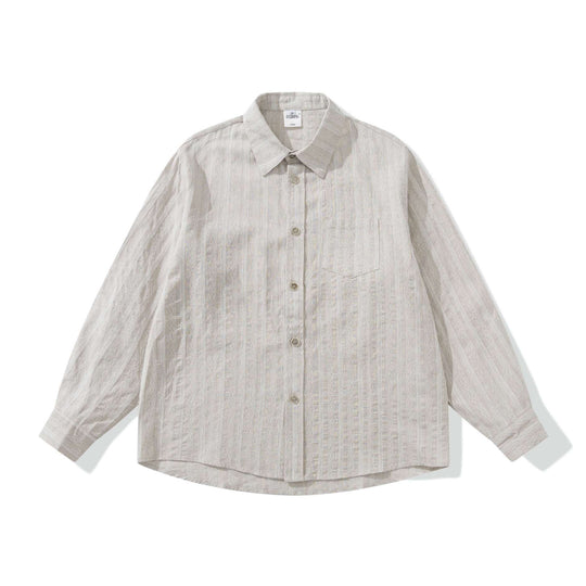 Unisex Lockeres Overshirt aus Leinenmischung mit Struktur und Brusttasche Shop Nory