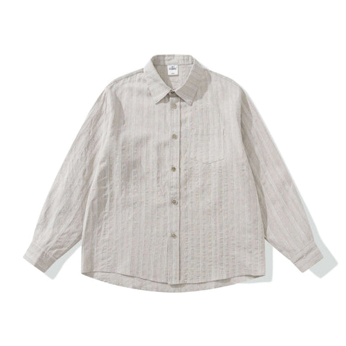 Unisex Lockeres Overshirt aus Leinenmischung mit Struktur und Brusttasche Shop Nory