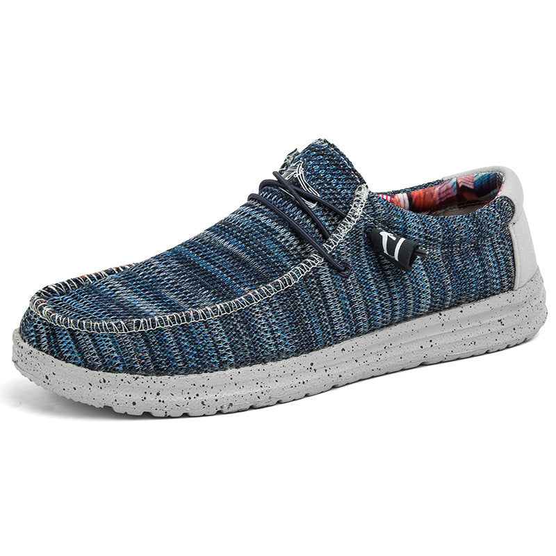 Herren Legerer Canvas-Mokassin-Slipper mit geflochtener Schnürung und gefleckter EVA-Sohle Shopy Nory