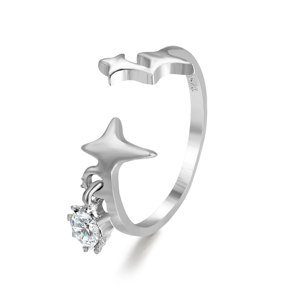 Damen filigraner Ring mit funkelndem Anhänger Shop Nory