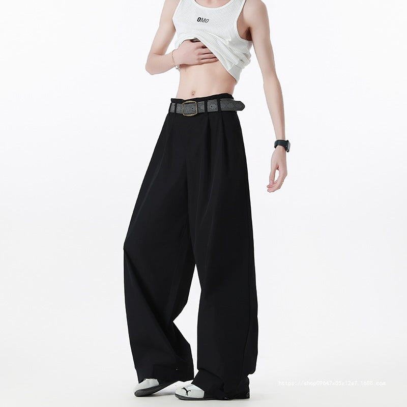 Damen Hochtaillierte weite Bundfaltenhose mit verkürztem Bein und verstellbaren Knopf-Bündchen Shop Nory