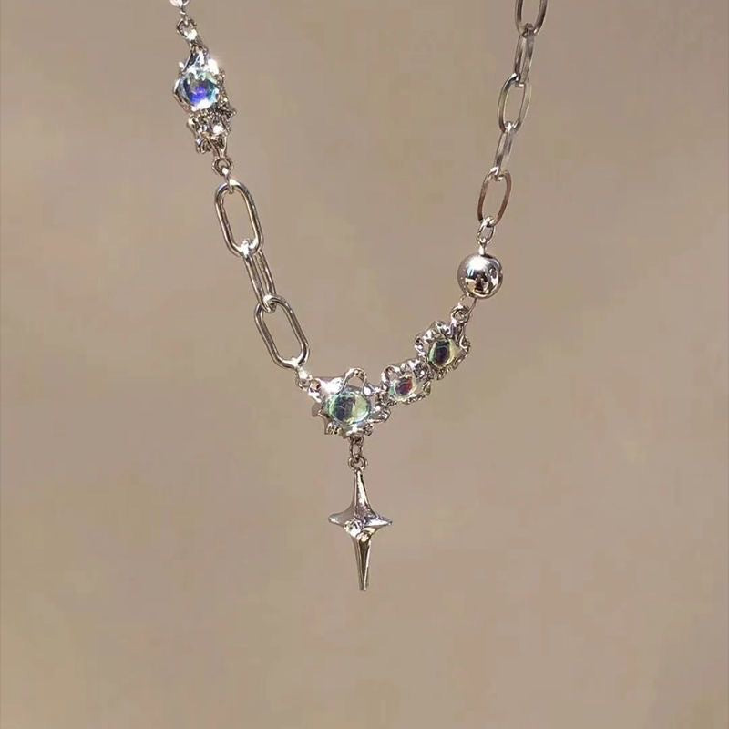 Damen Halskette mit funkelndem Kristall-Design Shop Nory