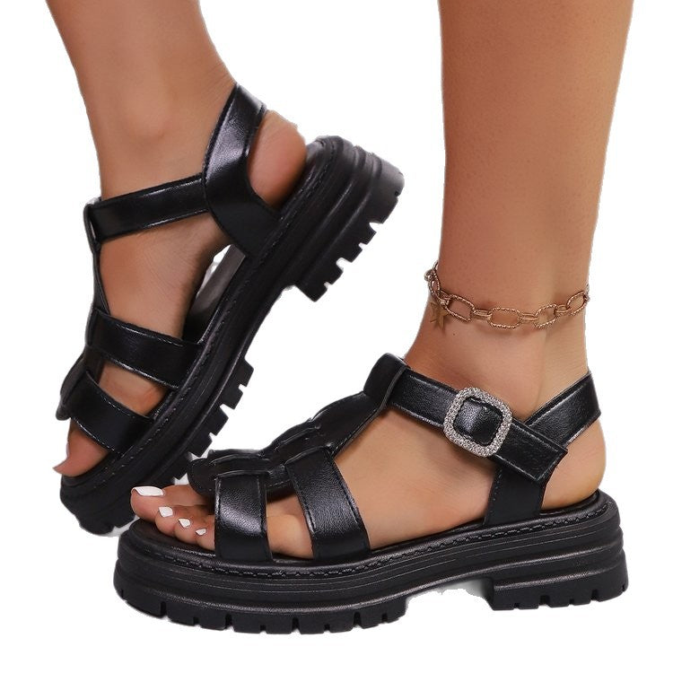 Damen komfortable Riemensandalen mit modischer Schnallenverzierung