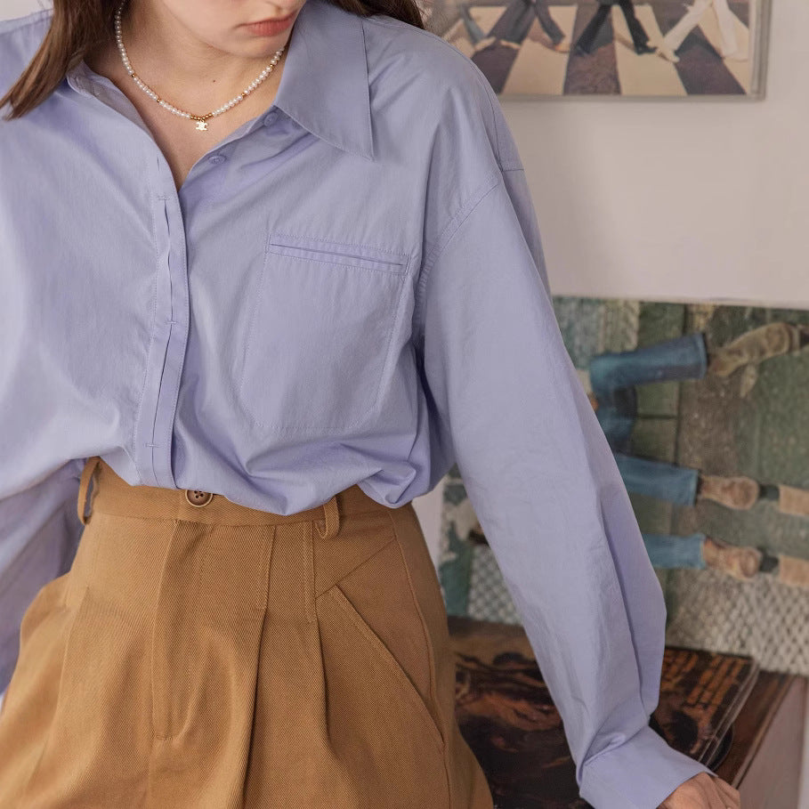 Damen Oversized Hemdbluse mit Brusttasche Shop Nory