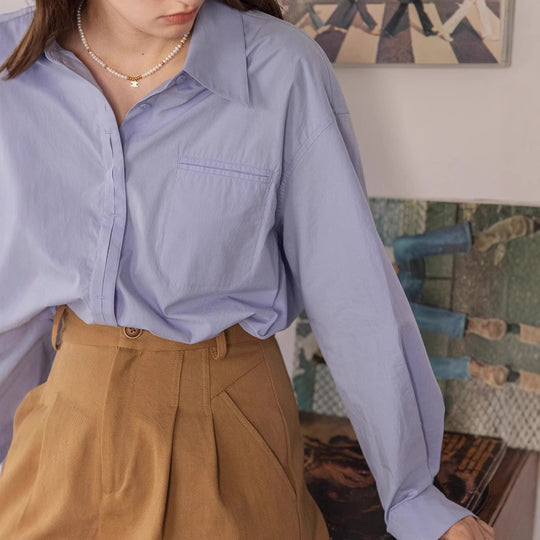 Damen Oversized Hemdbluse mit Brusttasche Shop Nory
