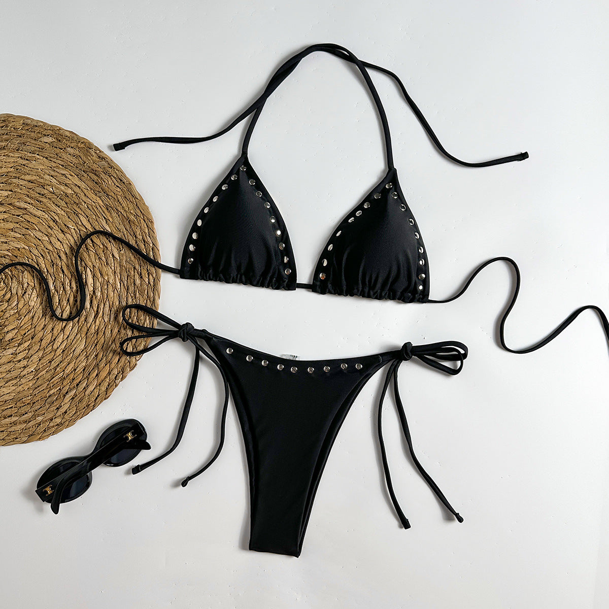 Damen Triangel-Bikini mit glänzenden Akzenten