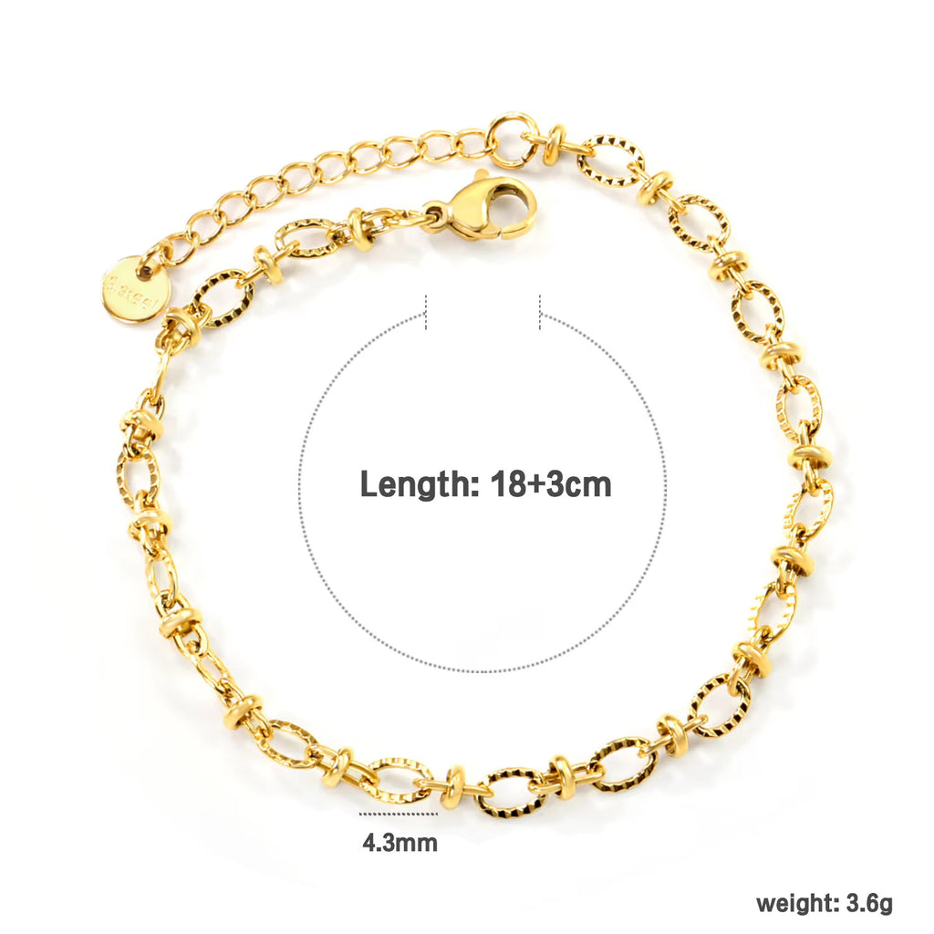 Damen trendiges Gliederarmband aus hochwertigem Edelstahl mit verstellbarem Verschluss Shop Nory