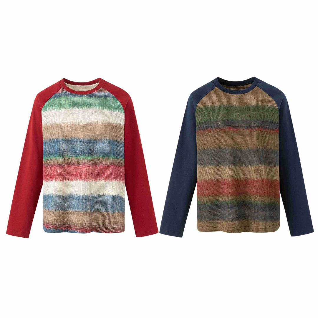 Herren Rundhalspullover mit Raglanärmeln und melierter Strickfront Shop Nory