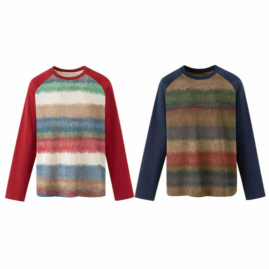 Herren Rundhalspullover mit Raglanärmeln und melierter Strickfront Shop Nory