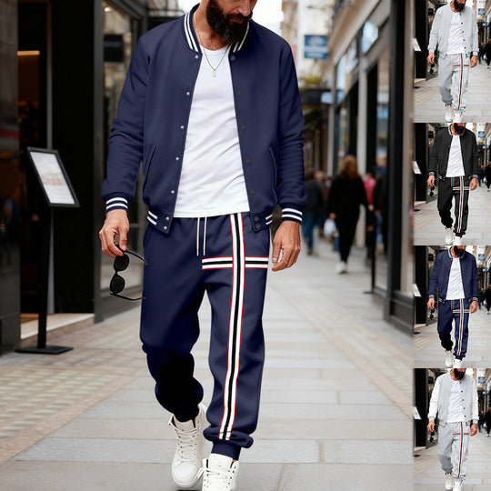 Herren nan sportliches Zweiteiler-Set Bomberjacke und Jogginghose mit seitlichem Kontraststreifen Shop Nory