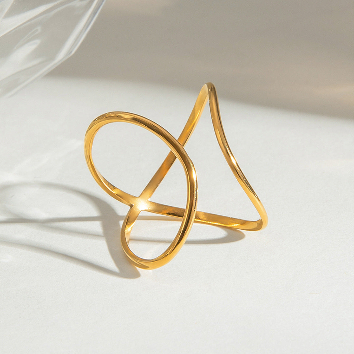 Damen Offener Ring mit elegantem geschwungenem Design aus hypoallergenem Edelstahl Shop Nory