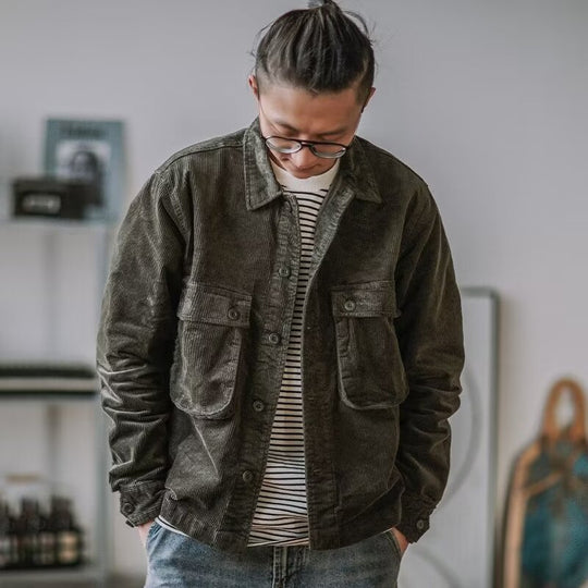 Herren Robustes Kord-Overshirt im Worker-Look mit aufgesetzten Pattentaschen Shop Nory
