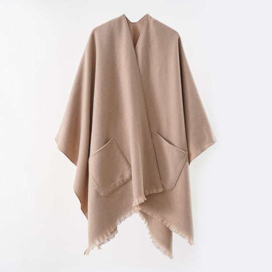 Damen Oversize-Capeponcho aus Wollmix mit Kapuze und Eingrifftaschen Shop Nory