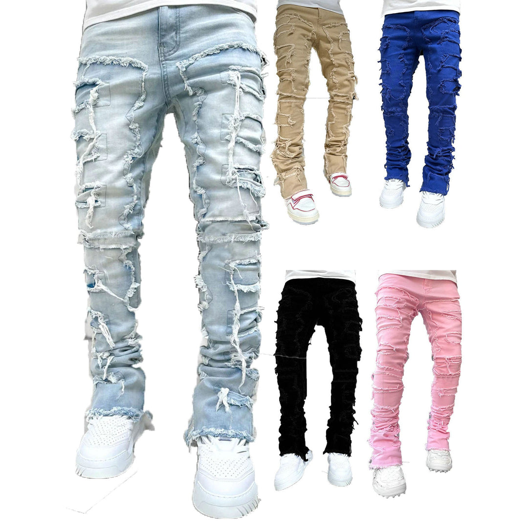 Herren Zerrissene Denim-Hose im lässigen Stil mit einzigartigem Design