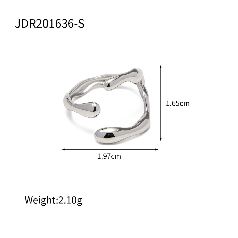 Damen Offener Ring mit modernem, geschwungenem Design und Zirkonia-Akzent Shop Nory
