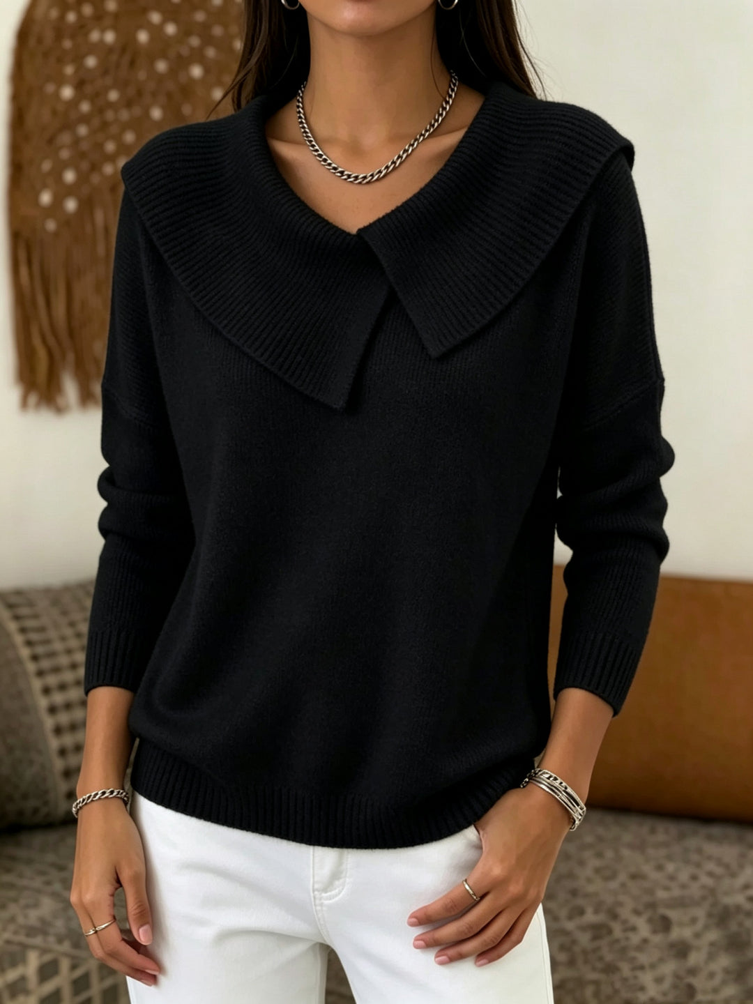 Damen Oversized Rollkragenpullover mit asymmetrischem Schalkragen Shop Nory