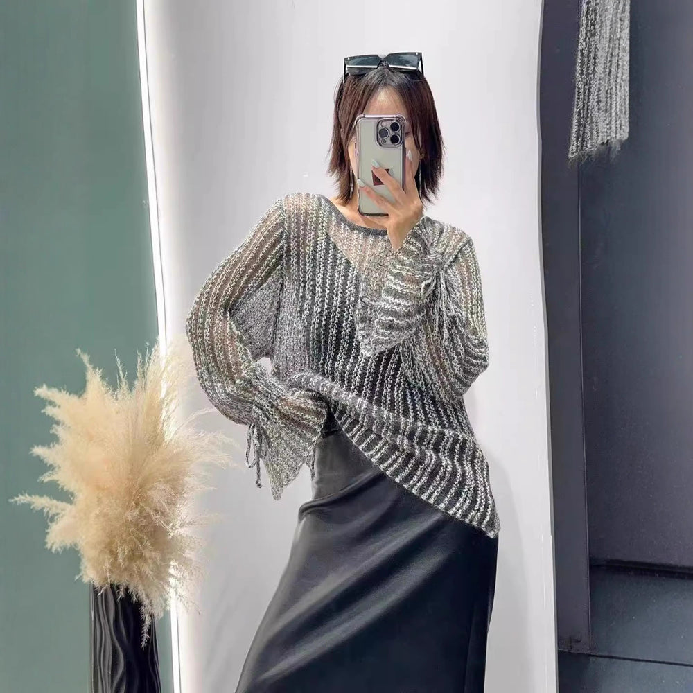 Damen Eleganter transparenter Pullover Shop Nory