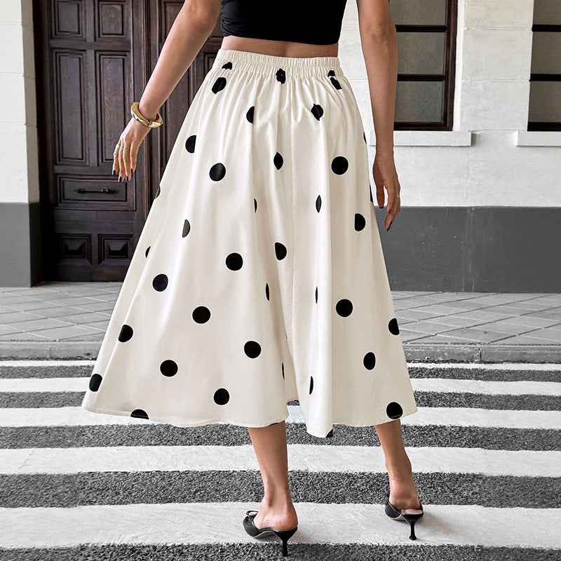 Damen Langer Rock mit Polka-Dots Shop Nory