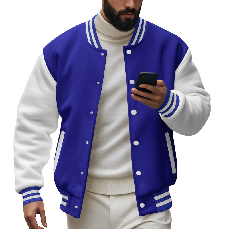 Herren Varsity-Jacke mit kontrastierenden Ärmeln und gestreiften Bündchen