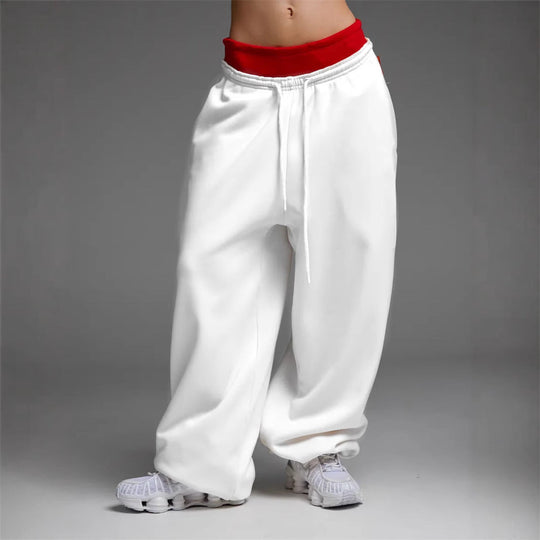 Damen trendige, weite Jogginghose mit elastischem Bund und verstellbarem Kordelzug Shopnory