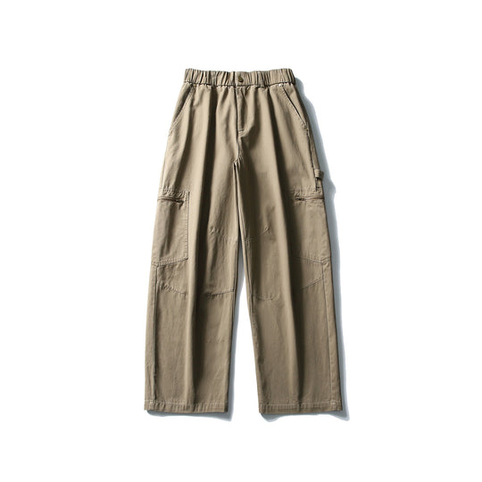 Damen Utility-Cargo-Hose mit weitem Bein, hohem elastischem Bund und Reißverschlusstaschen Shop Nory