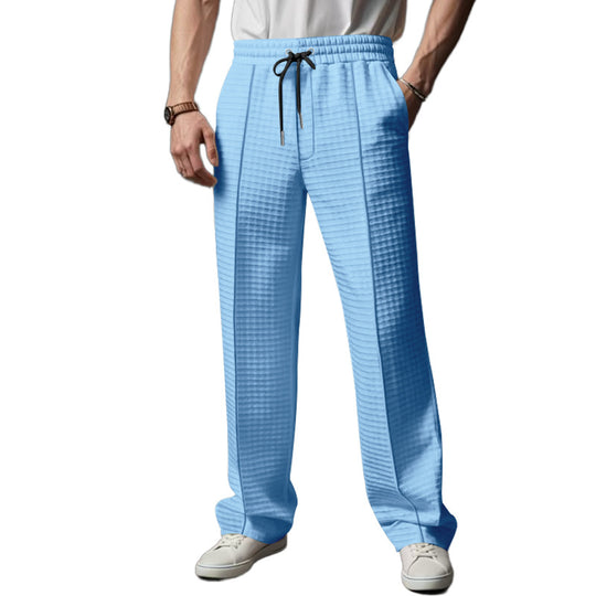 Herren Relaxed-Fit Freizeit-Hose mit strukturierter Karooptik, elastischem Bund & Kordelzug Shop Nory