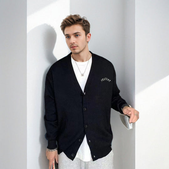 Herren Oversized-Strickpullover mit großflächigem Jacquard-Gesichtsmotiv und geripptem Saum Shop Nory