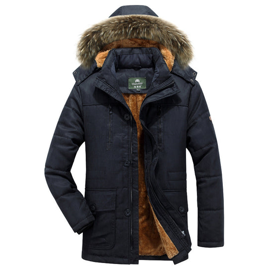 Herren Winterparka mit Teddyfutter, abnehmbarer Kunstfellkapuze und Multifunktionstaschen Shop Nory