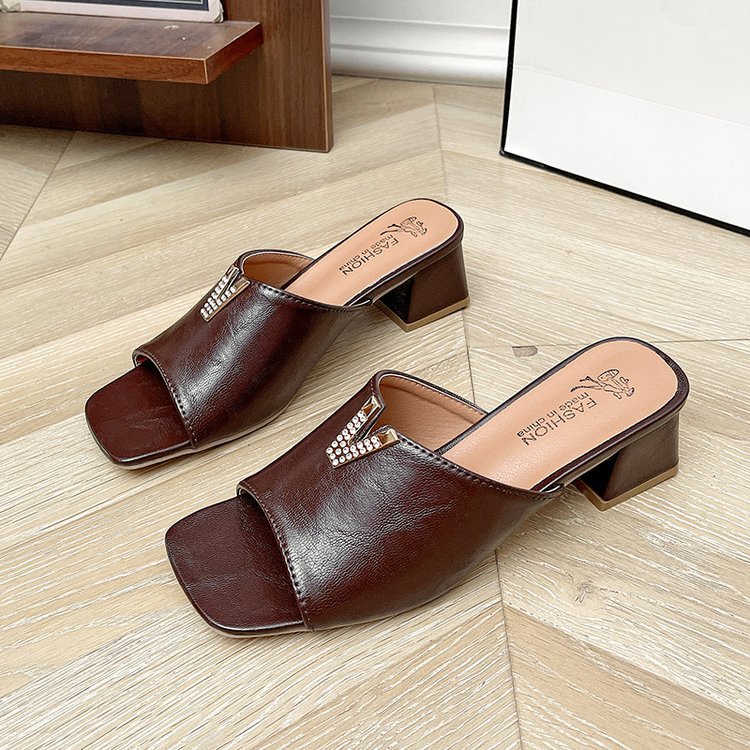 Damen elegante Pantoletten mit Schmuckdetails Shopnory