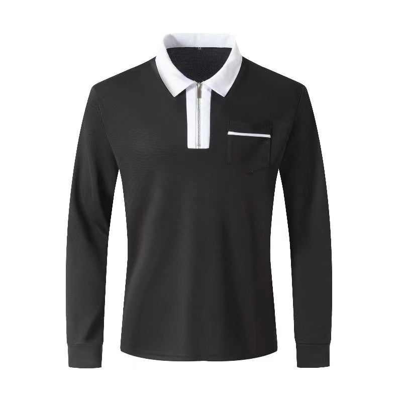 Herren Langarm-Poloshirt mit Halbzip, Kontrastkragen & Brusttasche Shop Nory