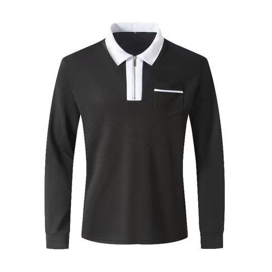 Herren Langarm-Poloshirt mit Halbzip, Kontrastkragen & Brusttasche Shop Nory