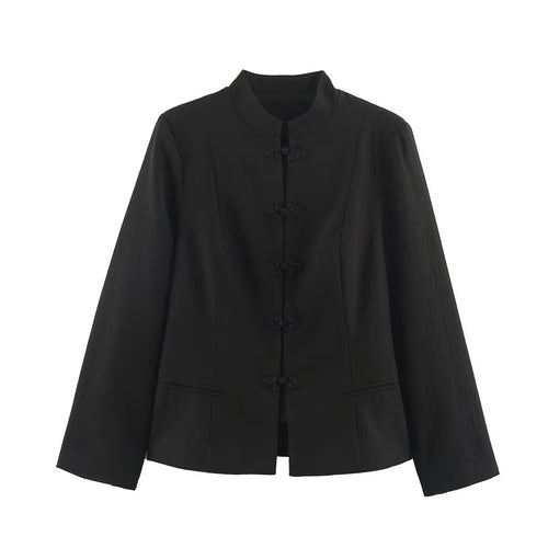 Damen Kurzjacke im Chinoiserie‑Stil mit Stehkragen und Knotenknopfverschluss Shop Nory