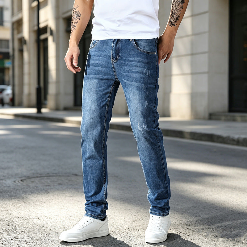 Herren Elegante Slim-Fit Jeans mit modischem Used-Look Shop Nory