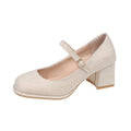 Damen elegante Mary Jane Pumps mit hochwertigem Stoff und komfortablem Blockabsatz