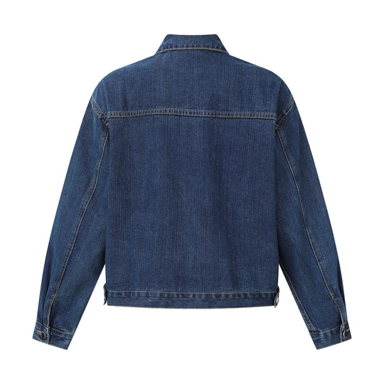 Unisex kastig geschnittene Denim‑Blousonjacke mit durchgehendem Reißverschluss Shop Nory