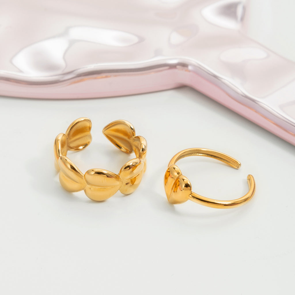 Damen Offener Ring mit verspieltem Herzdesign aus hypoallergenem Edelstahl Shop Nory