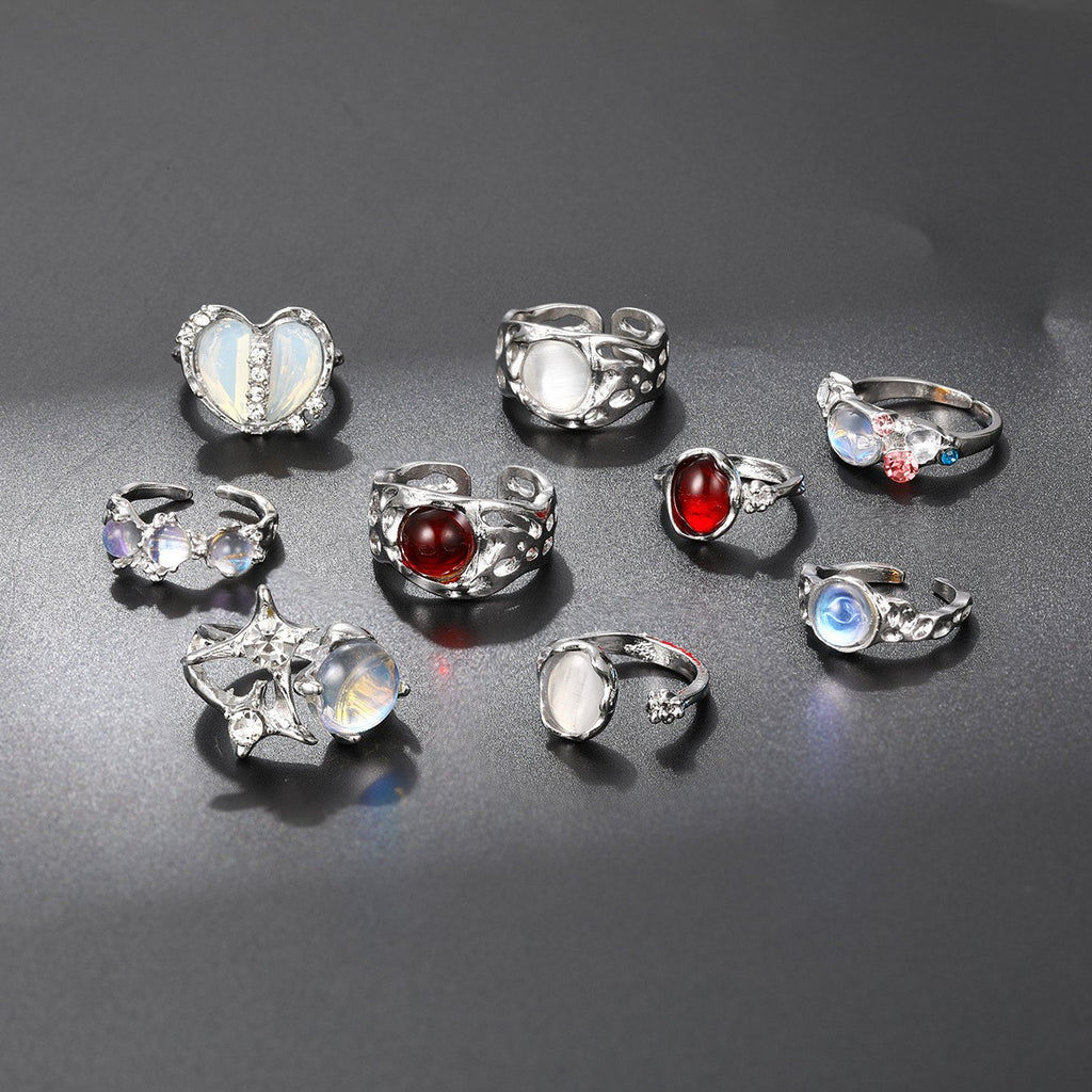 Damen Ring-Set mit kreativen Designs und schillernden Edelsteinen Shop Nory