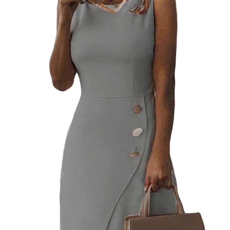 Damen Elegantes Etui-Kleid mit Knopfdetail