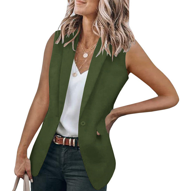 Damen Ärmelloser Blazer im modernen Schnitt mit tiefen Taschen