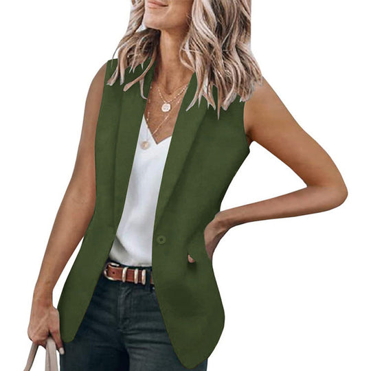 Damen Ärmelloser Blazer im modernen Schnitt mit tiefen Taschen