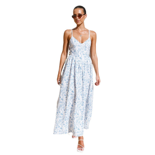 Damen Maxi-Kleid mit floralen Mustern