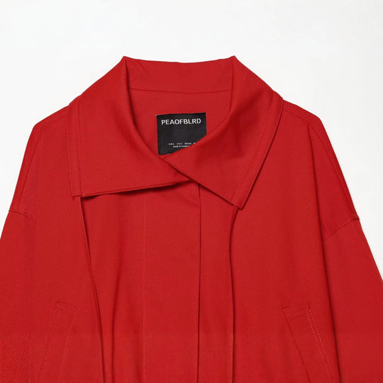 Damen Cropped‑Trenchjacke mit Tunnelzug, Knotenbindegürtel und markantem Stehkragen Shop Nory