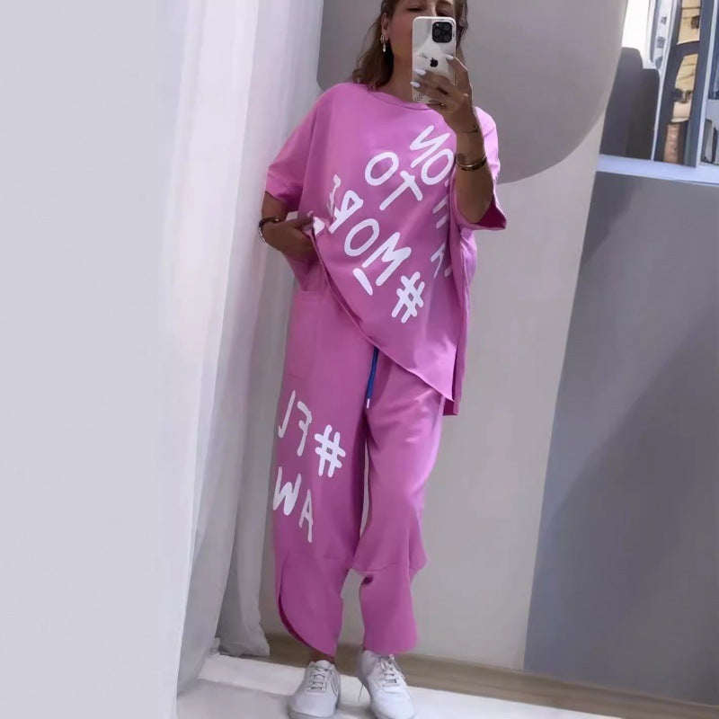 Damen Lässiges Set mit oversize T-Shirt und bequemen Jogginghose