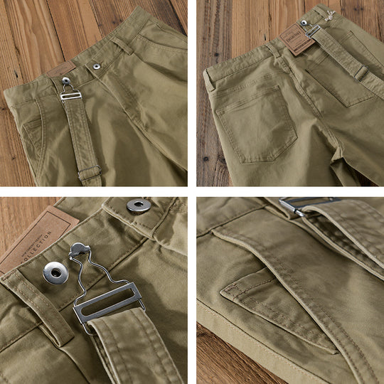 Herren Tapered-Chinohose mit abnehmbarem Gurt, hohem Bund und gekrempeltem Saum Shop Nory